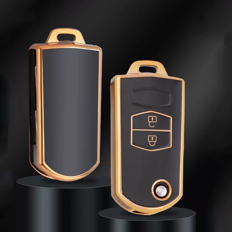 HIBEYO Flip Key Car Key Case Fits Mazda TPU Key