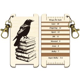 arricraft Raven Spinning Control Tool, Crow Books WPI Guide Gauge with Clasp Wood Yarn Wrap Guide Board with Diz for Spinners Yarn Measuring Tools Crochet Accessories