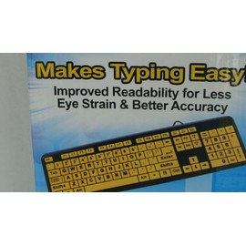 EZ Eyes NEW VISUAL AID - COMPUTER  KEYBOARD HELP EYES 4x Large Yellow Print USB - PC/MAC