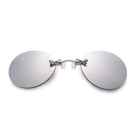 GRHOSE Clip Nose Sunglasses Men Round Glasses Matrix Morpheus Vintage Sun Style (Silver)