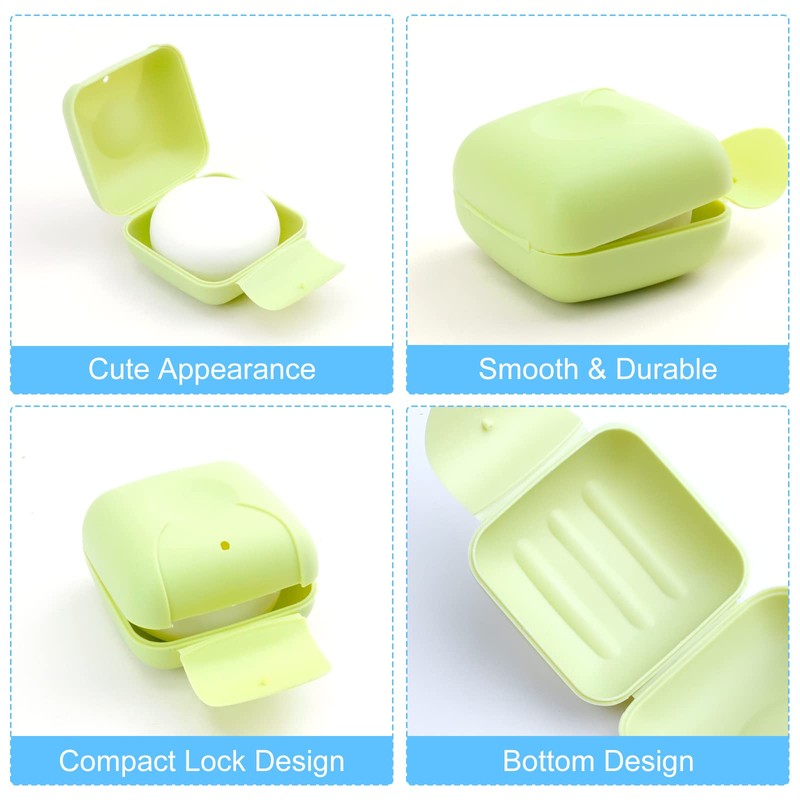 RETON 4 Pcs Travel Soap Container, Portable Soap Holder Dish,