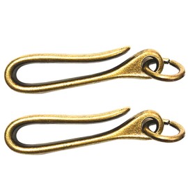 TopHomer 2Pcs Fish Hook Keychain U Shaped Key Ring Hook Wallet Holder Belt Clip for Purse Key Accessory, Gold, 50mm