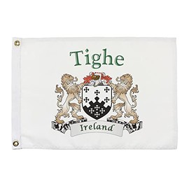 Tighe Irish Coat of Arms Small White Flag - 12"x18" inches