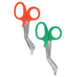 MediTac Autoclavable Paramedic Utility Bandage Shears 7.25" Two Pack - Orange & Green