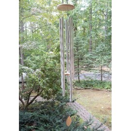 ktopnob 5' Big Extra Large 57" Wind Chime Deep Tone Tuned Resonant Bass Sound Church Windchime Outdoor Unique Memorial Sympathy-Garden Hanging Decorations Yard Bells, Silver