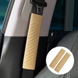 Unbranded 2 pcs Car Seat Belt Cover Shoulder Strap Pad Cushion Harness Beige Leather