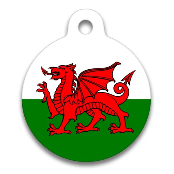Spoilt Rotten Pets 38mm Diameter Wales, Welsh Flag, Red Dragon,