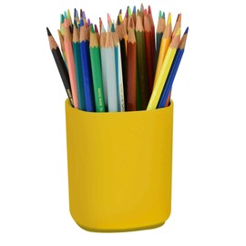 Acrimet Jumbo Pencil Holder, Pen Cup, Caddy Super-Sized Desktop Organizer for Students, Artists and Professionals (Plastic) (Solid Yellow Color)