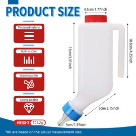 2PCS 800ml Lamb Feeding Bottle Goat Feeder Bottles Hang Upside Down Livestock Drinking Bottles for Goat Lamb Fawns Farm Livestock Supplie with Measurements