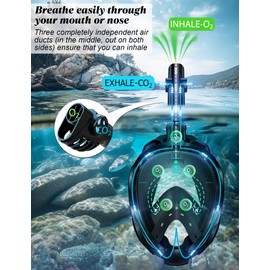 W WSTOO Full Face Snorkel Mask Adults,Suitable for Beginners Dry Top Snorkeling Gear,Can Your Mouth or Nose to Breathe,180 Degrees Panoramic View,Anti-Fog Anti-Leak,Summer Travel and Vacationing Gifts