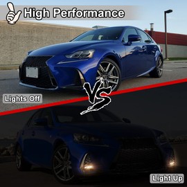 Nixon Offroad Fog Lights for Lexus IS200t IS300 IS350 2017-2019, Black, LED, Clear Lens, Weatherproof, 1 Pair (Left & Right), Fog Light Assembly Replacement