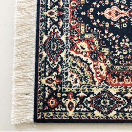 Navy Dollhouse Rug, Miniature Doll House Accessory, Carpet for 3” to 12” Dolls, 10 x 7, Rectangle, Toy Carpeting Decor