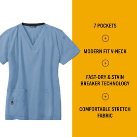 Carhartt Force Cross-Flex Women’s V-Neck Tech Top — Azure Blue, 2X