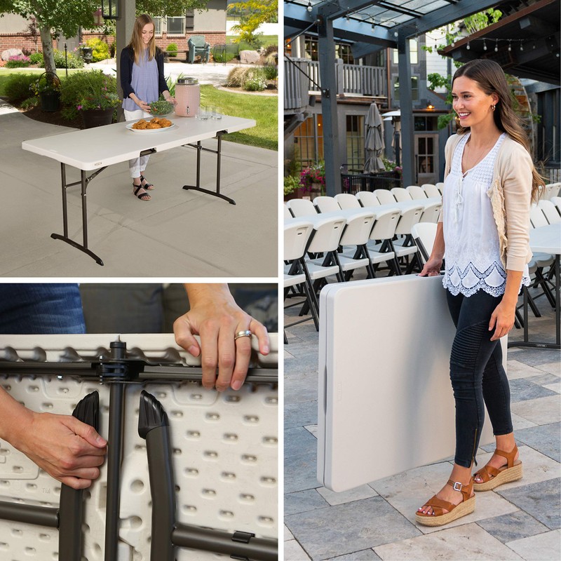 Lifetime Commercial Fold-in-Half Table, 6-Foot, Almond