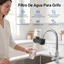vantisan Filtro de Agua para Grifo con Certificación NSF- Gris | Filtros de Agua para Casa con 2 Cartuchos Filtrantes, 2 Modos de Flujo Ajustables, pa