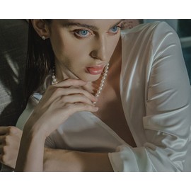 Pearl Necklace for Women Freshwater Cultured Pearls Strand Necklaces Jewelry Gift for Mom Mama Mother Day(Size 8-9mm Length 18 inch)