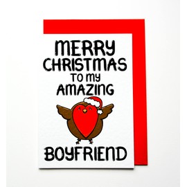 Merry Christmas To My Amazing Boyfriend Christmas Card, Romantic Christmas Card For Him