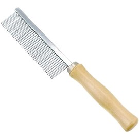 Silver Dog and Cat Combs For Grooming Long Haired Cats and Dogs - Pet Dog Cat Comb Stainless Steel Pin Teeth Wooden Handle Grooming Fur Hair Brush - Comb Removes and Prevents Matted Fur，Grooming
