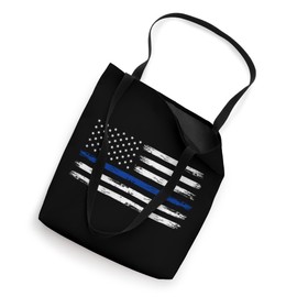 Police Officer US USA American Flag Thin Blue Line Tote Bag