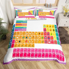 The Periodic Table Comforter Cover Set Chemistry Bedding Set for Boys Girls Children Teching Tools Colorful Bedding Duvet Cover Set Room Decor Single Size With 1 Pillow Case