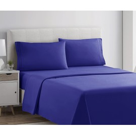 Clara Clark Bed Sheets, Premier 1800 Series 4 Piece Bed Sheet Set, Deep Pocket, Wrinkle, Fade, Stain Resistant, Luxury Soft Bedding Sheets & Pillowcases, Full, Royal Blue