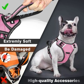 WINSEE Service Dog Vest No Pull Dog Harness with 7 Dog Patches, Reflective Pet Harness with Durable Soft Padded Handle for Training Small, Medium, Large, and Extra-Large Dogs (Small, Pink)