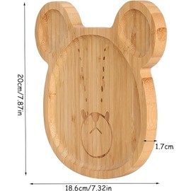 AUSYIWI Baby Plate Bamboo Baby Weaning Plate, Baby Plates for Toddlers Kids Self Feeding Weaning, Bear-Shaped Plate with Spoon Baby Weaning Set with Eco-Friendly Sturdy Design