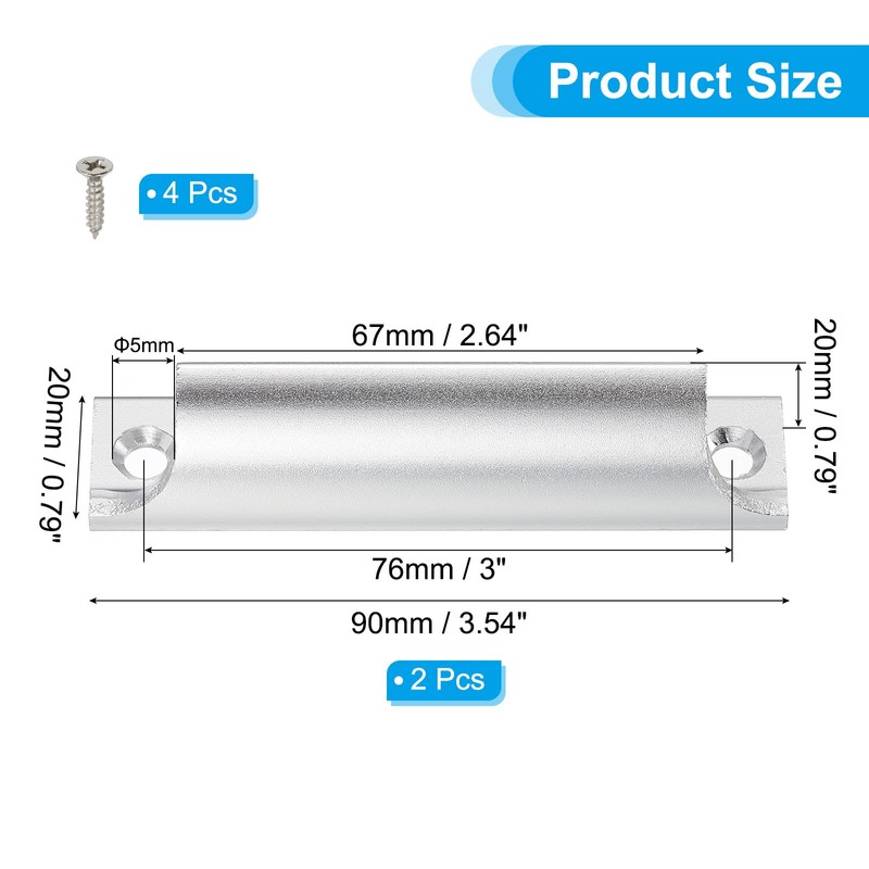 PATIKIL Window Sash Lift Handle 3", 2 Pcs Aluminum Alloy