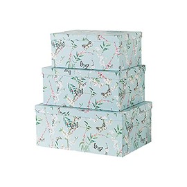 Soul & Lane Decorative Storage Cardboard Boxes with Lids | Butterflies in Flight - Set of 3 | Floral Paperboard Nesting Boxes