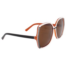 Feathered Fly Handmade Women's Sunglass (White-Black-Orange w/Brown Polarized Lens)