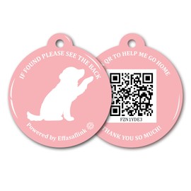 RFID 134.2Khz & QR Code Pet ID Tag, Collar Tag, Dual Function - Scan QR for Helping Lost Pets Go Home, Replace RFID Microchip for Smart Auto Pet Door and Feeder (Pink-Dog)