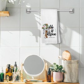 Liosei Christian He is Risen Decorative Kitchen Towels and Dishcloths, Easter Baptism Hand Towel for Bathroom, Bible Verse Dish Hand Towels for Bathroom Kitchen Decor, 16×24Inches