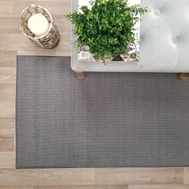 Kapaqua Solid Grey Runner Rug Non Slip Rubber Backed Pet Friendly 2x8 Kitchen Hallway Carpet Runner