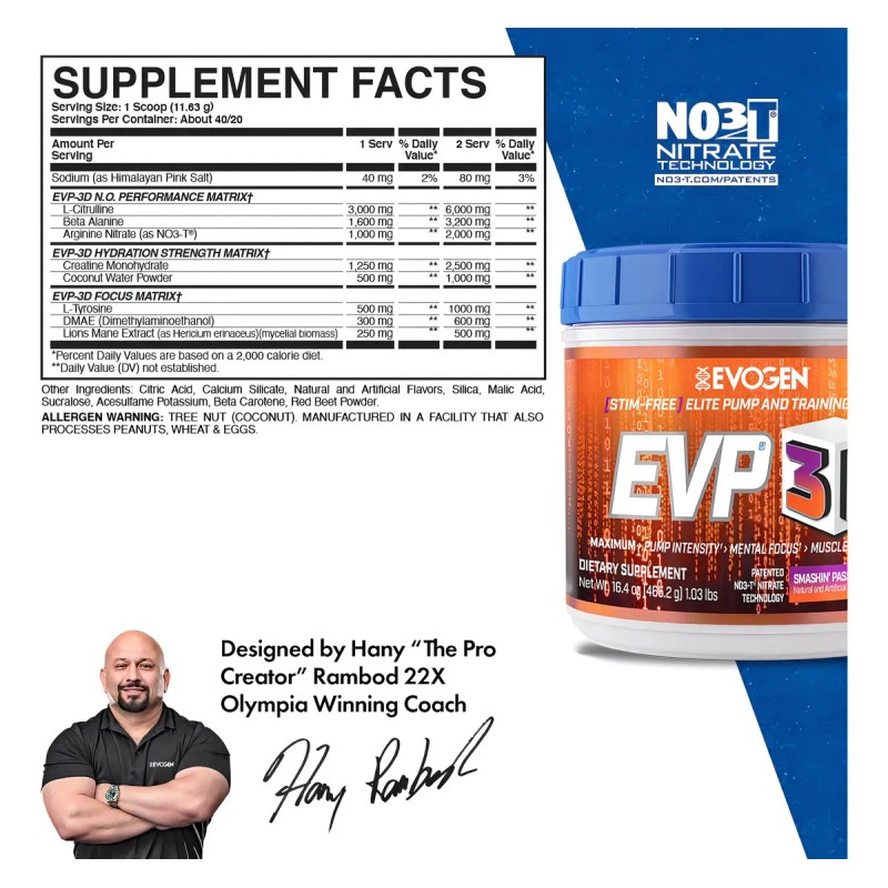 Pre Entreno Evogen Evp 3d Stim Free 40 Servicios Sabor
