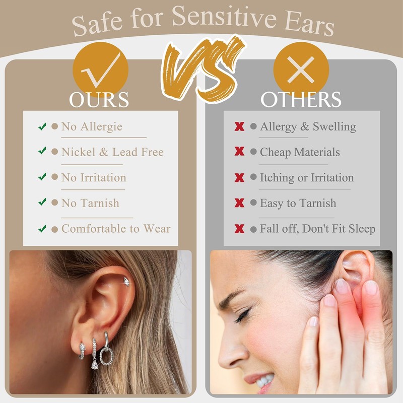 Finrezio Gold Earrings for Women, 14K Gold Filled/Sterling Silver Filled