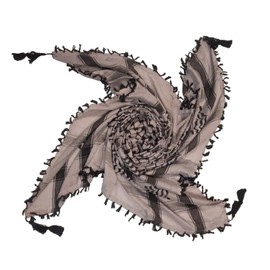 Retro Seventy2 Black and Light Grey Palestinian Shemagh Scarf with Tassels Arab Keffiyeh Desert Head Neck Wrap Unisex