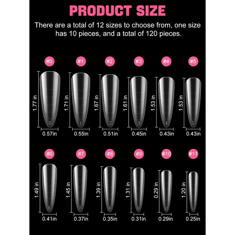 EBANKU 120 PCS Clear Full Cover Dual Nail Forms System
