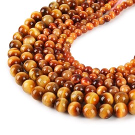 Cuentas de Ojo de Tigre Naranja Natural, Cuentas Redondas Sueltas de Piedra Preciosa de Grado AAA 10MM 40PCS Juego a Granel, Cuentas de Piedras Semipreciosas para Hacer Joyas