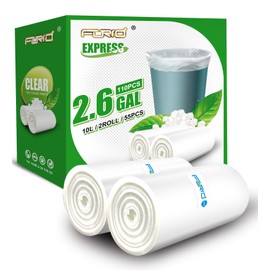 FORID Small Clear Trash Bags, 2.6 Gallon Garbage Bags, Wastebasket Bin Liners 110 Count Plastic Trash Bags for Bathroom Bedroom Office Garbage Can 10 Liters - Durable & Thick Trash Bag