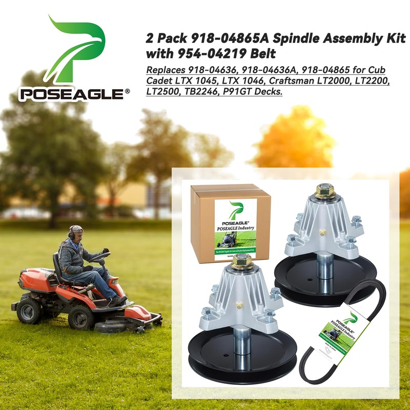 POSEAGLE 2 Pack 918-04865A Spindle Assembly Kit with 954-04219 Belt