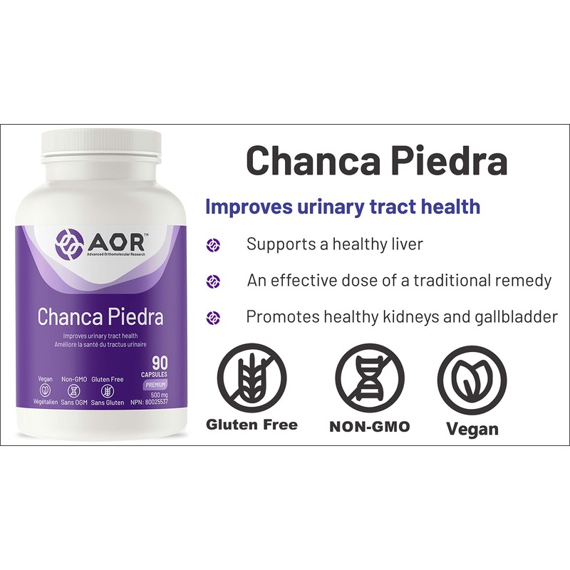 AOR - Chanca Piedra - 90 Capsules - Improves Urinary