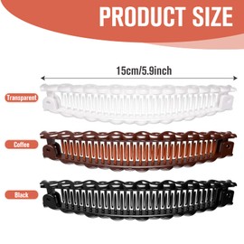 Banana Hair Clip, 5PCs Vintage Stretchy Banana Hair Clips for Women Double Comb Ponytail Hair Clips for Thick, Fine Hair Double Comb Long Hair Clip for Women Girls Everyday Special Occasions