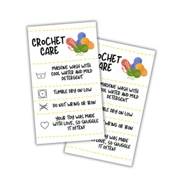 Lashicorn Crochet Care Instruction Cards | 50pk 2x3.5” RAOK Random Acts of Kindness Tags Yarn Plush Doll Scarf Don’t Choke People Loaf Pattern DIY Crafters Knitting