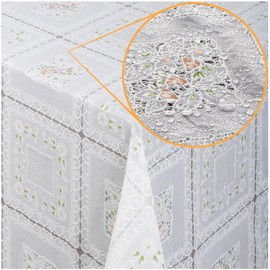 Tablecloth Washable Oilcloth Lace Vinyl Crochet Lace Look 200 x 138 cm Lace Colourful Wipe Clean