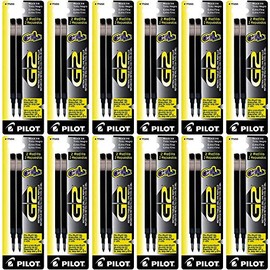 12 PACKS- 24 REFILLS: Pilot G2 Gel Ink Refill, 2-Pack for Rolling Ball Pens, Extra Fine Point, Black Ink (77232)