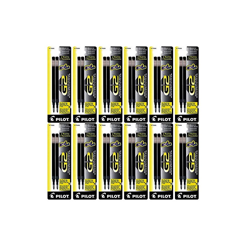 12 PACKS- 24 REFILLS: Pilot G2 Gel Ink Refill, 2-Pack