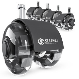 SLUELI Office Chair Wheels Casters-Protection for Hardwood Floors and Carpet, Heavy Duty Silent Computer Chair Wheels with Standard Stem 7/16″* 7/8″(11mm*22mm),Office Furniture Casters Set of 5(Black)