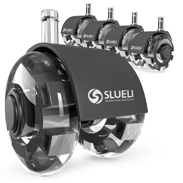 SLUELI Office Chair Wheels Casters-Protection for Hardwood Floors and Carpet,