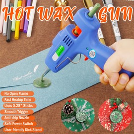 Sealing Wax Hot Melting Glue Gun 20W, Wasole Sealing Wax Sticks Glue Gune for the Diameter 0.28 inch Sticks, Great for Wedding Invitations, Birthday Cards, Envelopes (Blue Glue Gun)