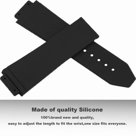 KaiMai Rubber Strap for 19mm*25mm*22mm Big Bang Series Watch Strap with waterproof Linear texture and silver buckle for Men and Women